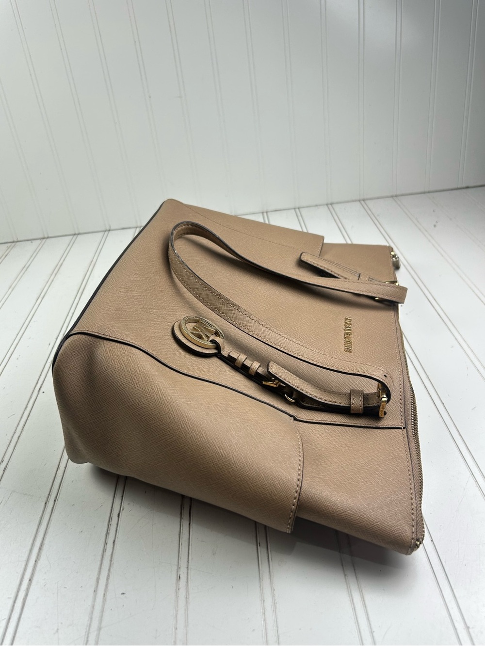 Michael Kors Dark Khaki Vintage Jet Set Item Large East West  Zip Top Tote $240 - Picture 7 of 10